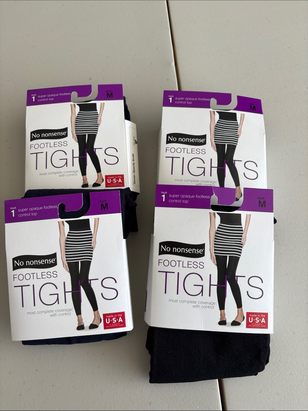 No nonsense Footless Tights - 4 Pairs Sz M